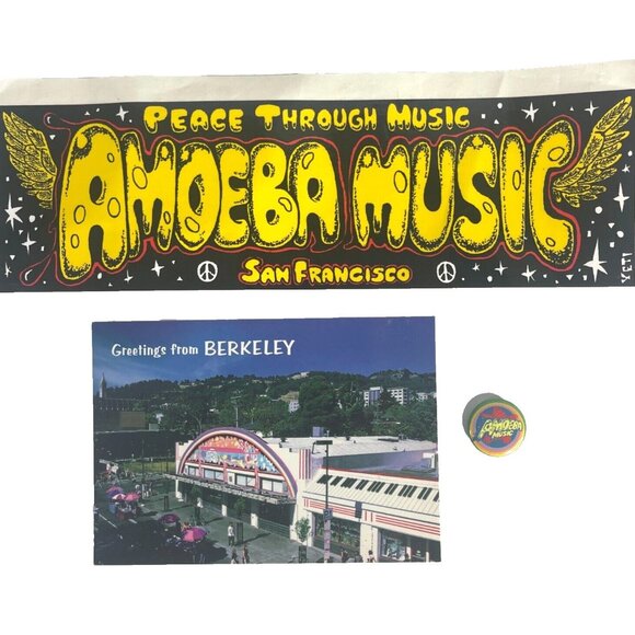 Amoeba Music Berkeley San Francisco CA 10 Tote Bag Button Postcard Sticker Lot - Picture 8 of 15